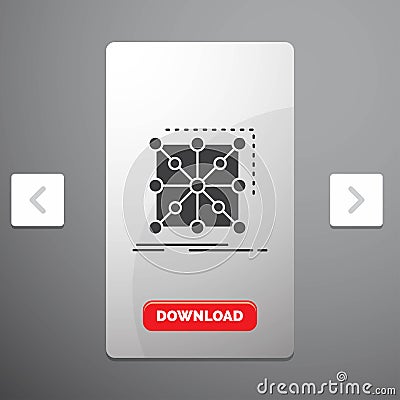 Data, framework, App, cluster, complex Glyph Icon in Carousal Pagination Slider Design & Red Download Button Vector Illustration