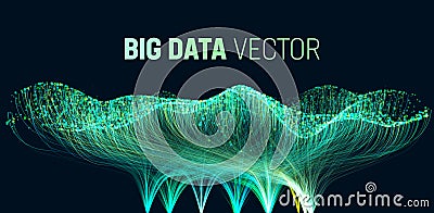 Data funnel abstract technology background. Big data technology stream filter analytic sort. AI network filter Vector Illustration