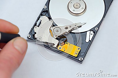 Data hard drive backup disc hdd disk restoration restore recovery engineer work tool virus access file fixing failed Stock Photo