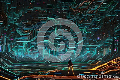 Data Highway: A Complex Network of Connections and Information with Generative AI Stock Photo