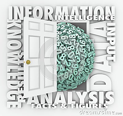 Data Information Retrieval Research Numbers Figures Door Stock Photo