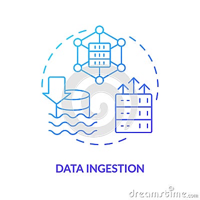 Data ingestion blue gradient concept icon Vector Illustration