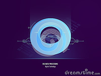 Data Insight concept, abstract big data analysis illustration, digital technology object, futuristic sphere, blockchain Vector Illustration