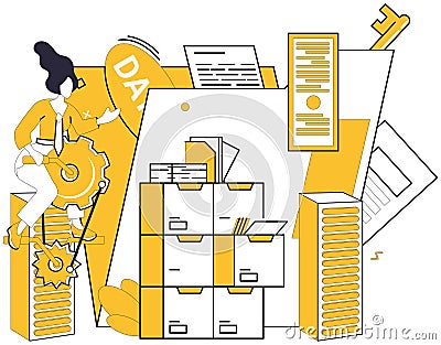 Data integration. Combine data, alchemy, transforms isolated facts into cohesive narrative Vector Illustration