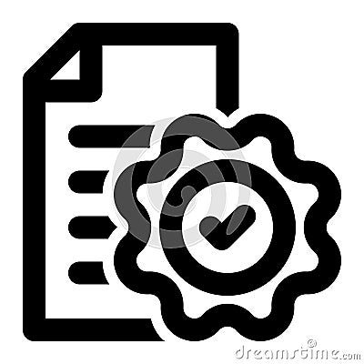 Data Integrity, Verified Data, Data Validation Outline Icon Vector Illustration