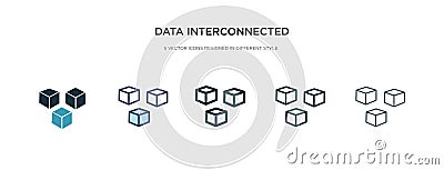 Data interconnected icon in different style vector illustration. two colored and black data interconnected vector icons designed Vector Illustration