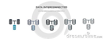 Data interconnected icon in different style vector illustration. two colored and black data interconnected vector icons designed Vector Illustration
