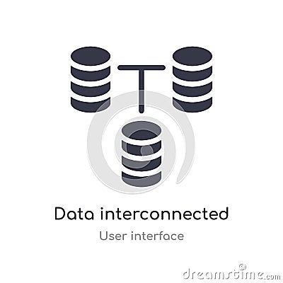 data interconnected outline icon. isolated line vector illustration from user interface collection. editable thin stroke data Vector Illustration
