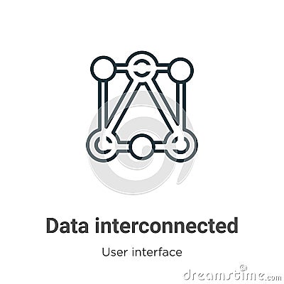 Data interconnected outline vector icon. Thin line black data interconnected icon, flat vector simple element illustration from Vector Illustration