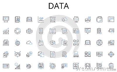 Data line icons collection. Processor, Motherboard, Graphics, Memory, Storage, Power, Cooling vector and linear Vector Illustration