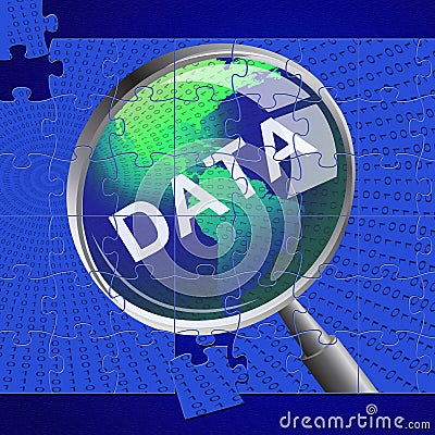 Data Magnifier Means Bytes Magnification And Searching Stock Photo