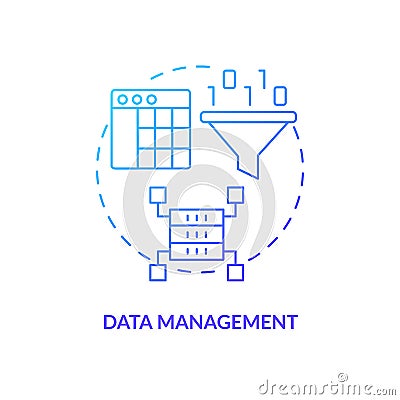 Data management blue gradient concept icon Vector Illustration
