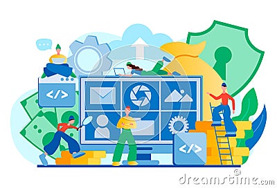 Data management, data privacy, data security, file storage, database safety, cloud technology Stock Photo