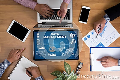 DATA MANAGEMENT File Database Cloud Network Stock Photo