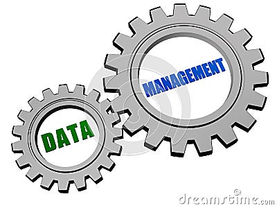 Data management in silver grey gears Stock Photo