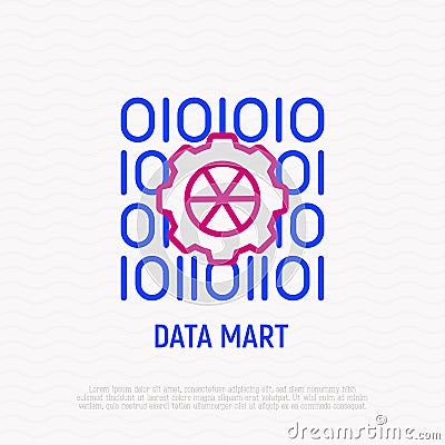 Data mart thin line icon. Vector illustration Vector Illustration