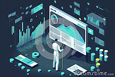 data mining operation,with analysts using visualizations and other tools to uncover hidden trends in the data Stock Photo