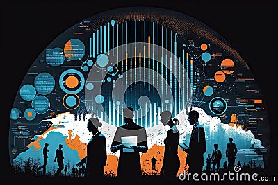data mining operation,with analysts using visualizations and other tools to uncover hidden trends in the data Stock Photo