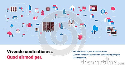 Data network flowchart server map isometric cloud storage synchronization internet connection database center concept Vector Illustration