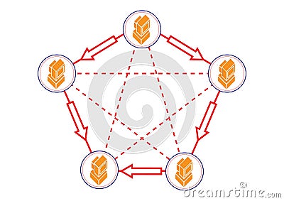 Data Packet Flow in Computer Distribution Vector Illustration