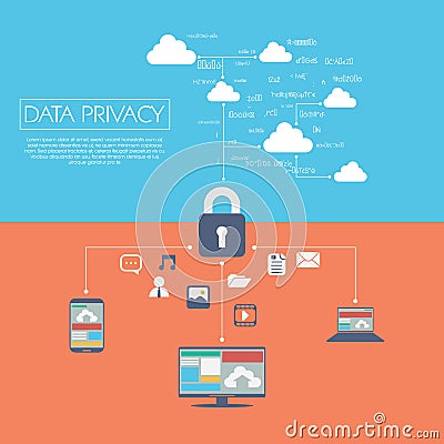 Data privacy in cloud computing technology with Vector Illustration