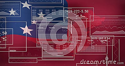 Data processing and analysis image over flag of Samoa Stock Photo