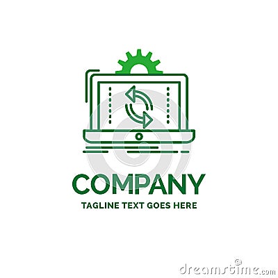 data, processing, Analysis, reporting, sync Flat Business Logo t Vector Illustration