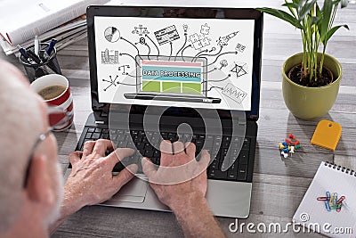 Data processing concept on a laptop screen Stock Photo