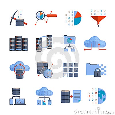 Data Processing Icons Vector Illustration