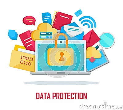 Data Protection Banner Vector Illustration