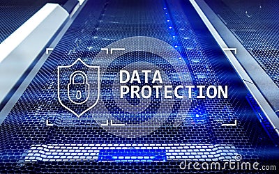 Data protection, Cyber security, information privacy. Internet and technology concept. Server room background Stock Photo