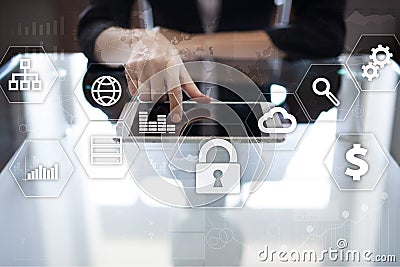 Data protection, Cyber security, information safety. technology business concept Stock Photo