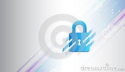 Data protection privacy concept. Futuristic padlock icon and internet technology networking connection. Cyber security internet Vector Illustration