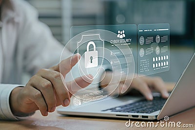 Data protection using cybersecurity and privacy concepts. The user is inputting personal password and username to protect private Stock Photo