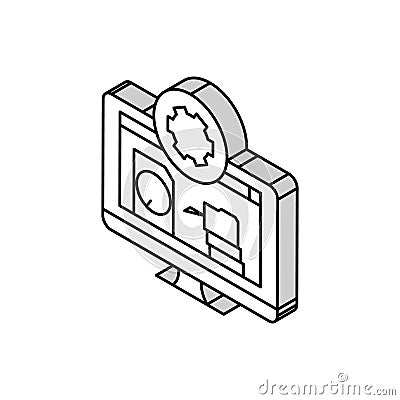 data recovery repair computer isometric icon vector illustration Vector Illustration