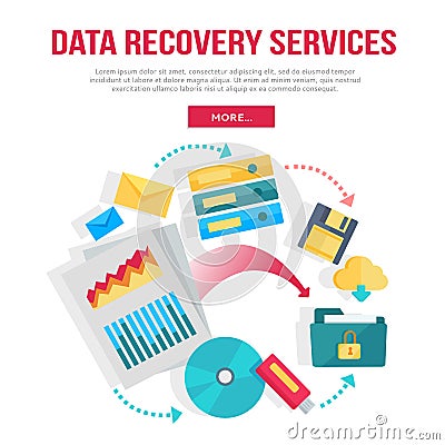 Data Recovery Services Banner Vector Illustration