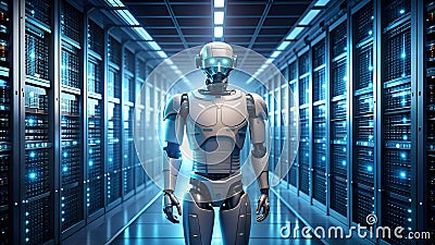 The Data Refinery: A Robot Processing the Raw Materials of Information Generative AI Stock Photo