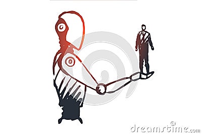 Data, robot, technology, machine, intelligence concept. Hand drawn isolated vector. Vector Illustration