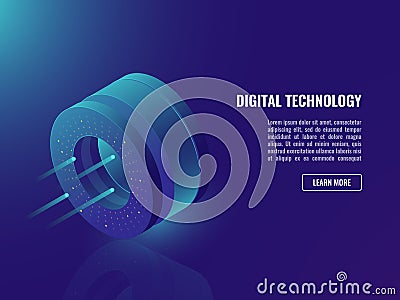 Data science banner, concept of data and information operations, analysis system and processings, isometric vector Large Vector Illustration