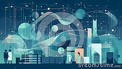 data science-inspired wallpaper depicting the visual and modern process of data collection, cleaning, analysis, and visualization Stock Photo
