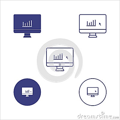 Data science line icon set. Included icons as big data,Computer monitor icon. Flat PC symbol. Vector illustration graph, AI, Vector Illustration