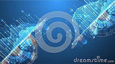 Big Data. Abstract digital futuristic wireframe vector illustration on technology background. Data mining and management concept. Vector Illustration