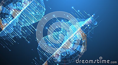 Big Data. Abstract digital futuristic wireframe vector illustration on technology background. Data mining and management concept. Vector Illustration
