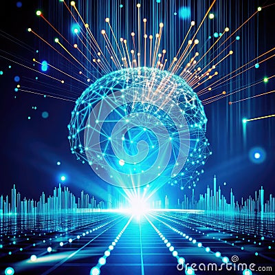 Data Scientist Analyzing Complex Neural Network Patterns on Futuristic Virtual Screen Stock Photo