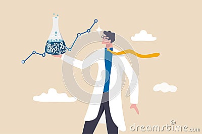 Data scientist, machine learning or deep learning to analyze data for insight use for business development concept, businessman Vector Illustration