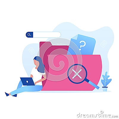 Data search not found illustration vector concept Cartoon Illustration