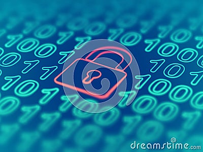 Data secure concept: padlock on binary code background. EPS 10 vector illustration Vector Illustration