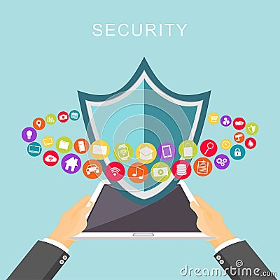 Data security. Antivirus. Data protection. Secure access concept Vector Illustration