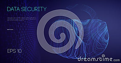 Data Security Binary Lock. Encryption code computer firewall concept. Alarm locks server data. Asian it support vector Stock Photo