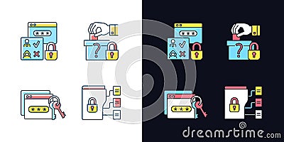 Data sensitivity light and dark theme RGB color icons set Vector Illustration